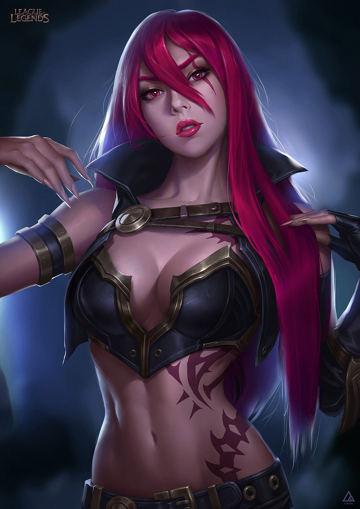 lol同人插画卡特琳娜绘制过程