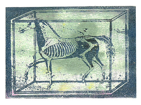 明胶版画 《罐子里的生物》