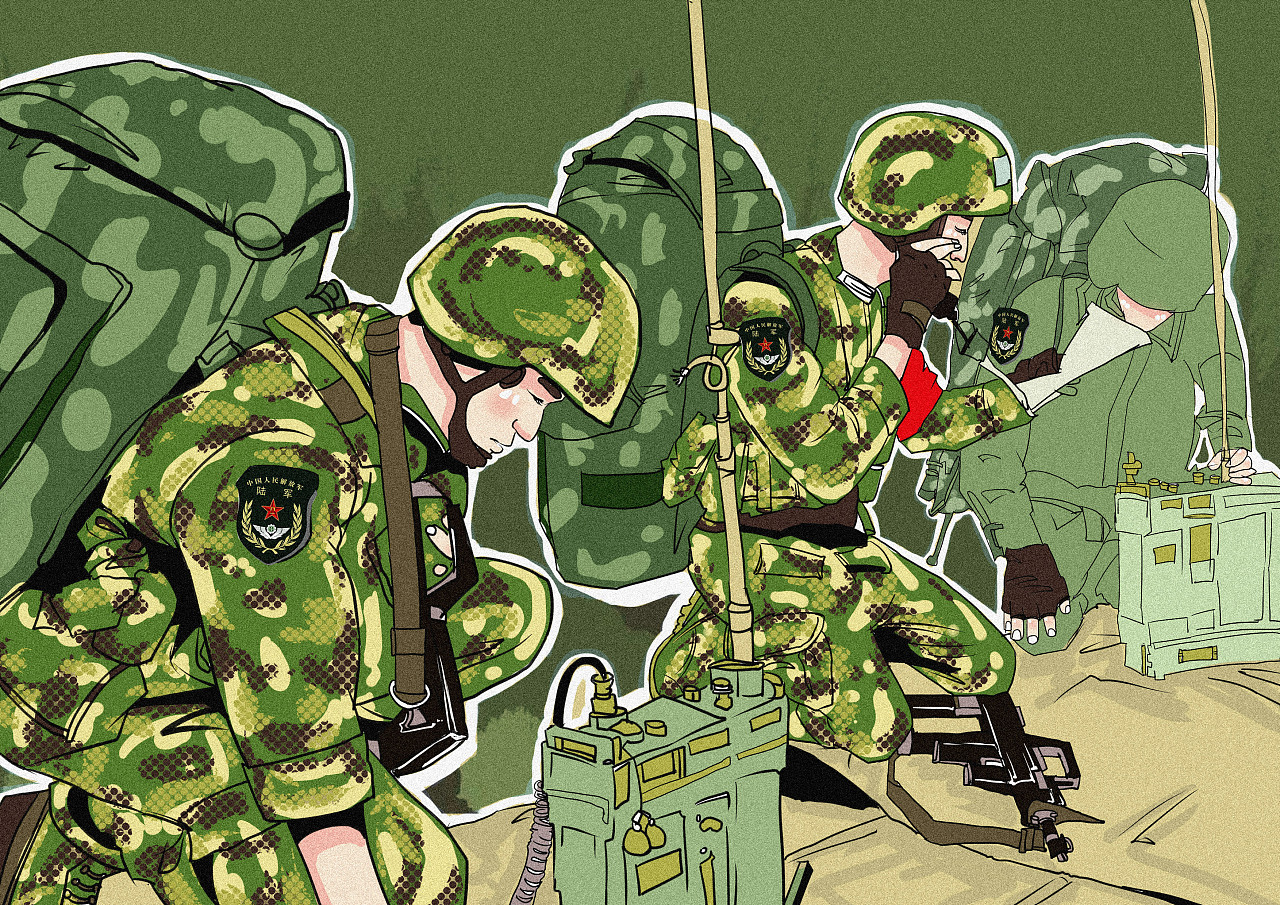 武警陆军军人兵哥哥各类卡通插画|插画|商业插画|Qin设计 - 原创作品 - 站酷 (ZCOOL)