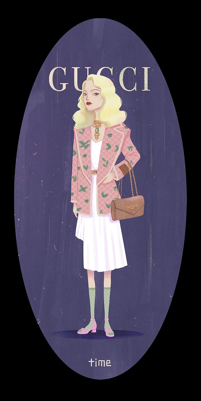 gucci 人物插画