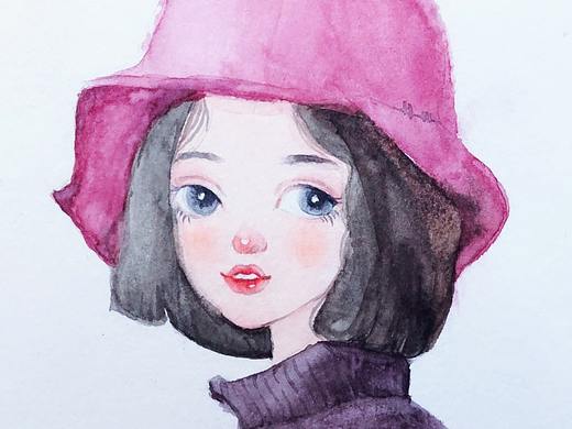 水彩小女生