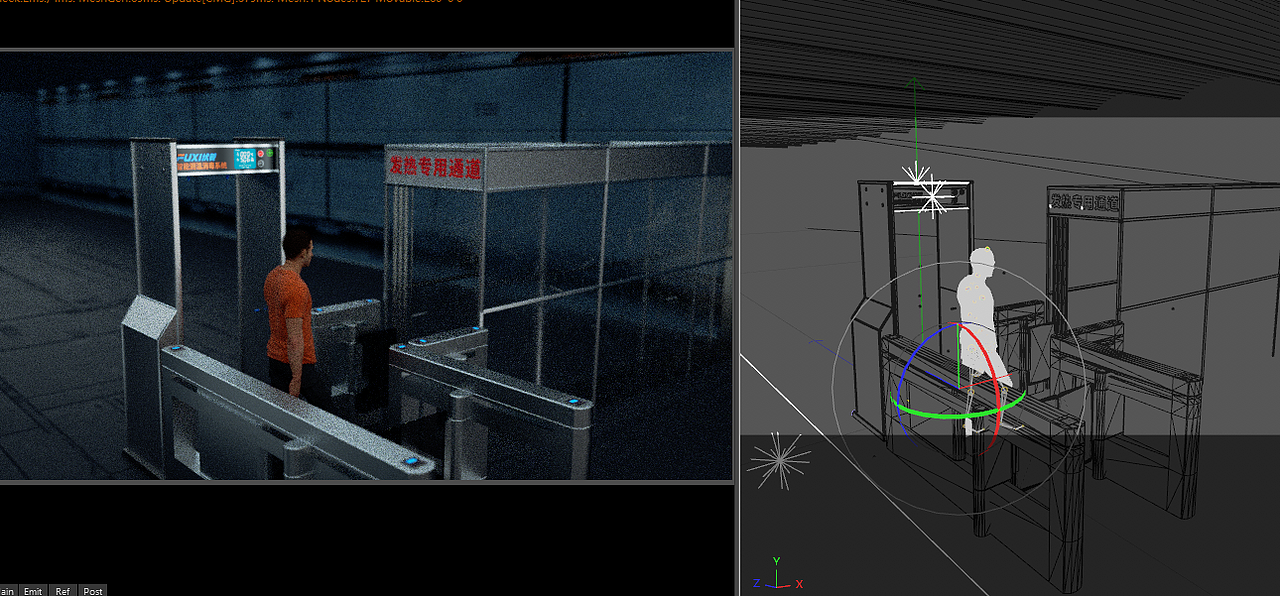 FUXI智能测温消毒门三维动画