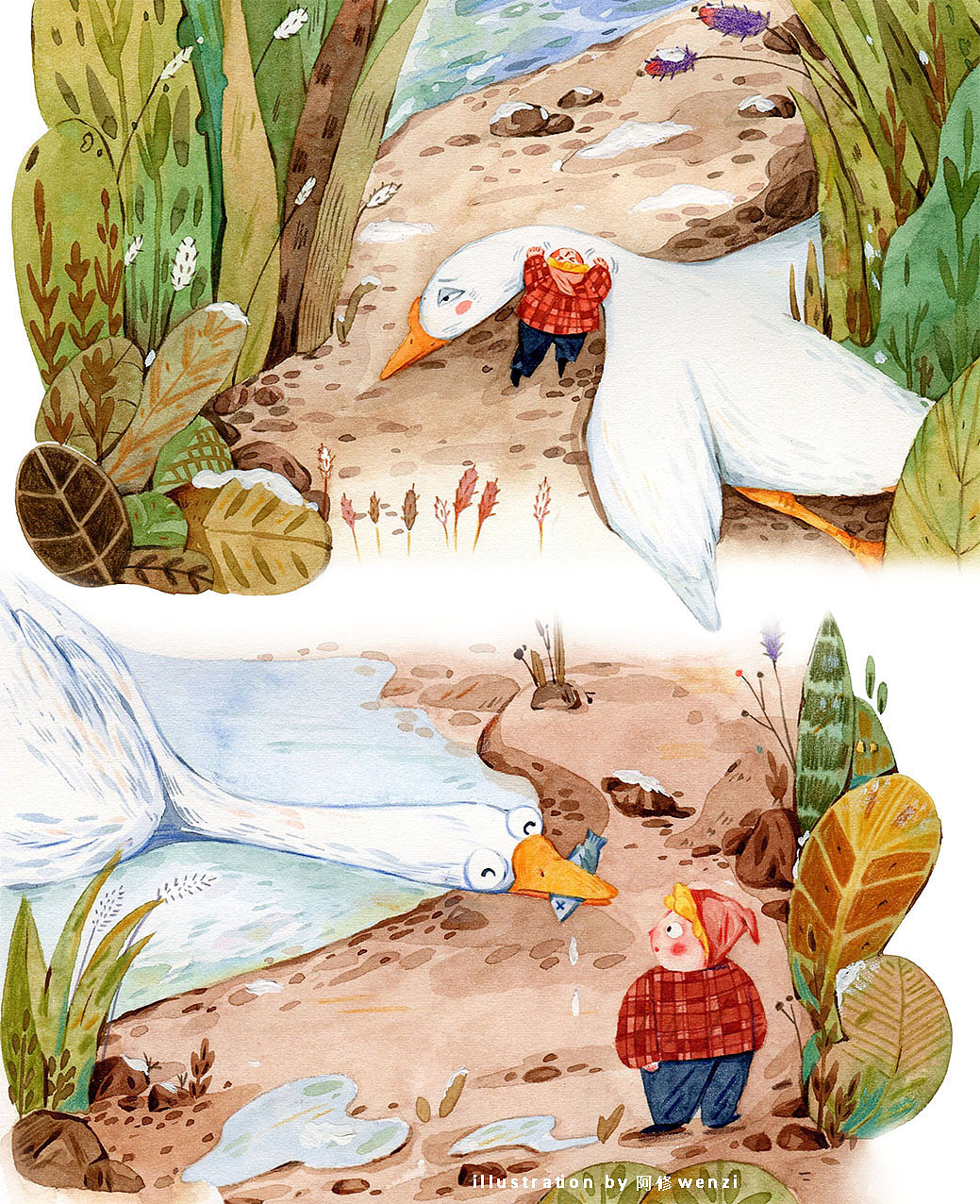 《尼尔斯骑鹅旅行记》插画配图|插画|儿童插画|阿修wenzi - 原创作品 - 站酷 (ZCOOL)