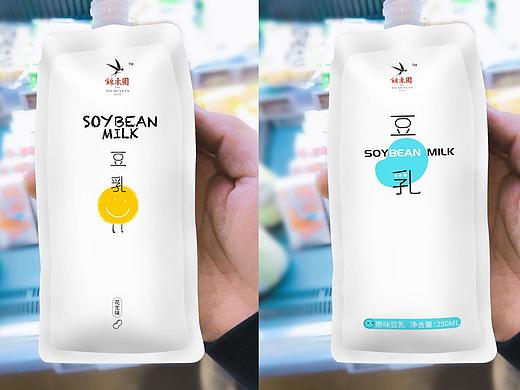 平面-豆乳吸嘴袋包装设计ins风极简冷淡高端都市小资调