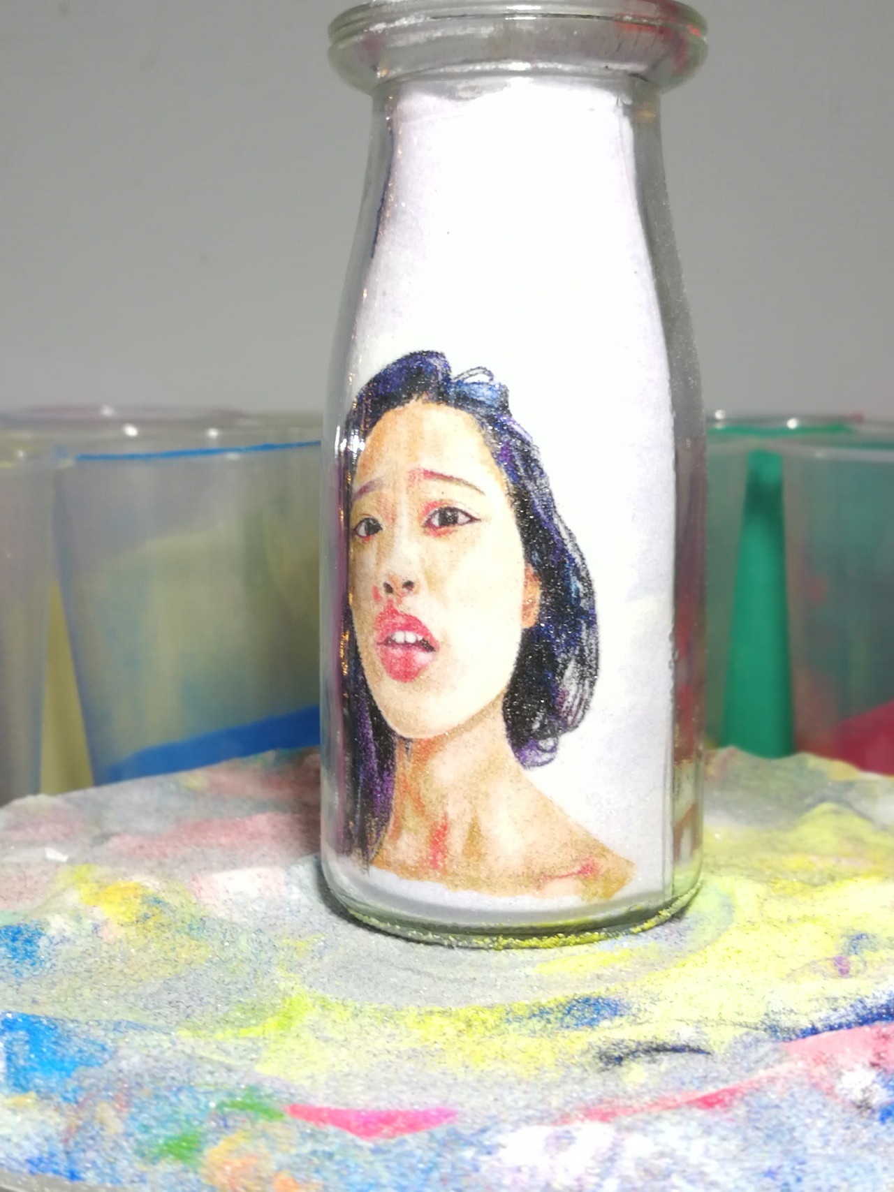 沙瓶画人物绘画（立体沙画）（图ZMTY5NTY1NTY0） - 绘画 - 站酷设计师立体沙画_禹笙原创素材 - 站酷ZCOOL
