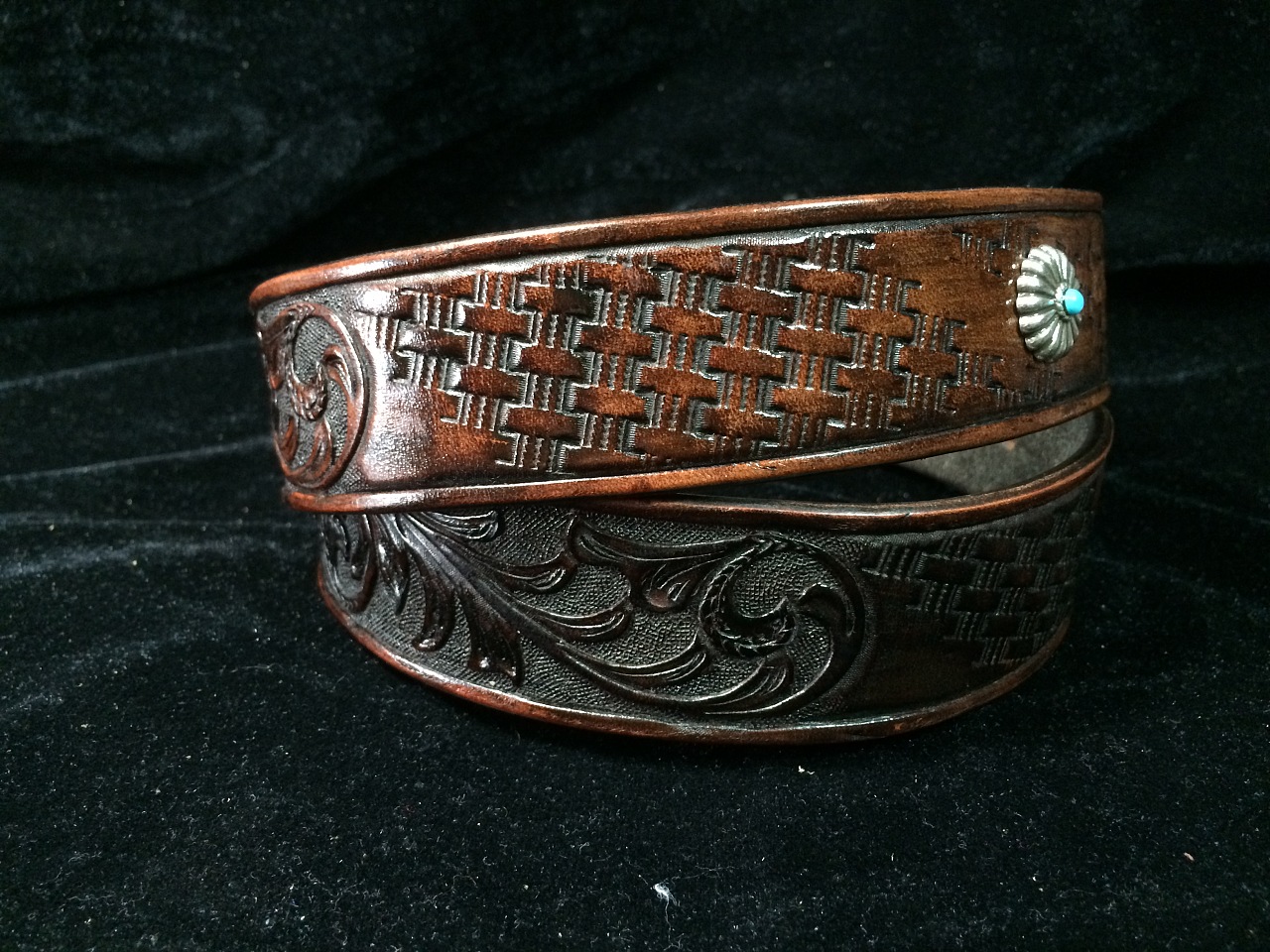 男款唐草席纹皮带