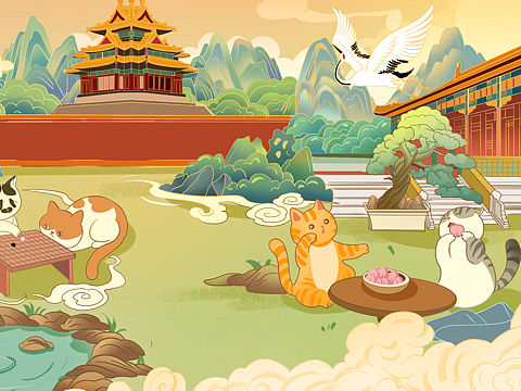 故宮里的貓（個(gè)人主頁-ZNjE5MTQ4MzI=） - 商業(yè)插畫 - 站酷設(shè)計(jì)師泛中流原創(chuàng)素材 - 站酷ZCOOL
