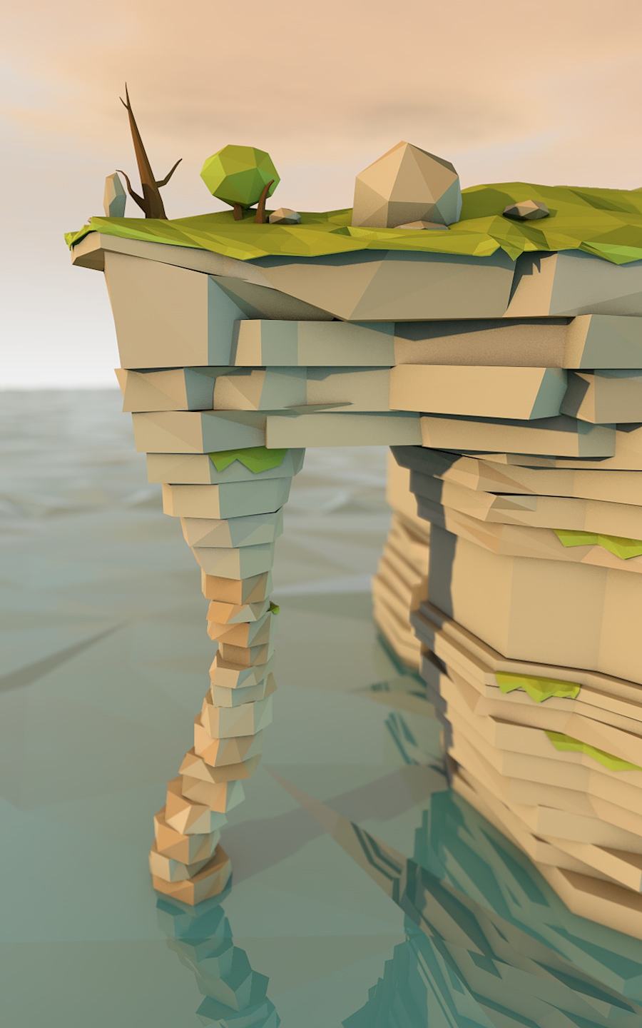 C4D LowPoly 悬崖（图ZNTAxNTEwNTI=） - 场景 - 站酷设计师叶子大人原创素材 - 站酷ZCOOL