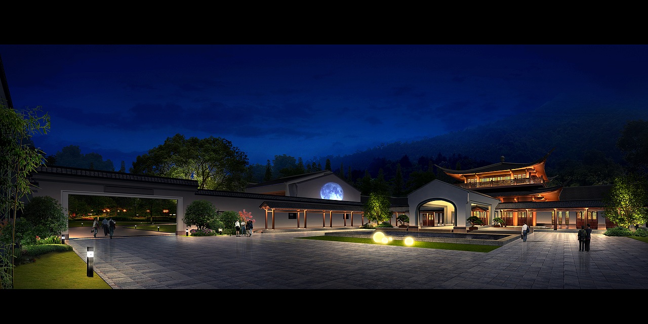 景观亮化夜景效果图