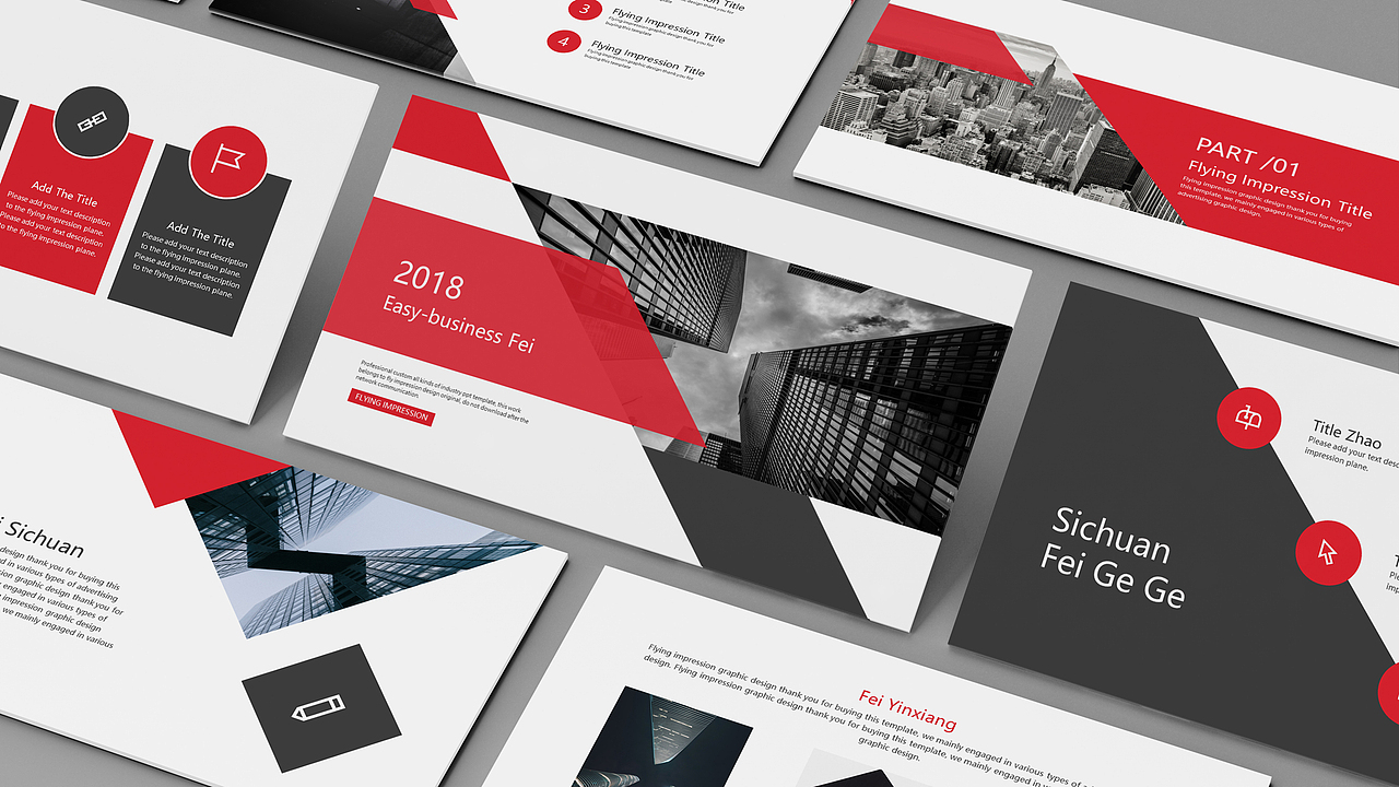 欧美风红色工作计划模板