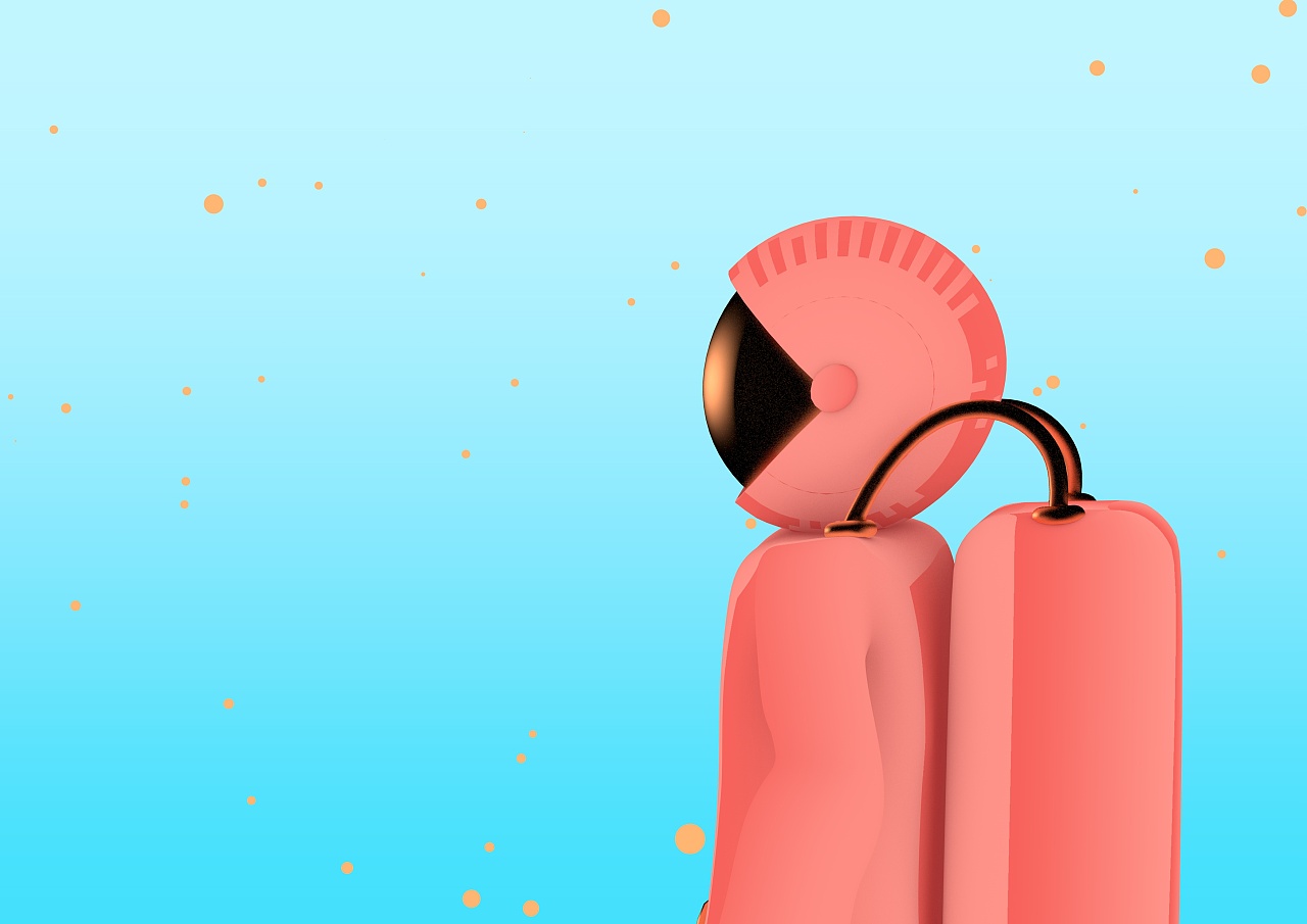 粉红宇航员星际救援探索科幻未来科技糖果色astronaut