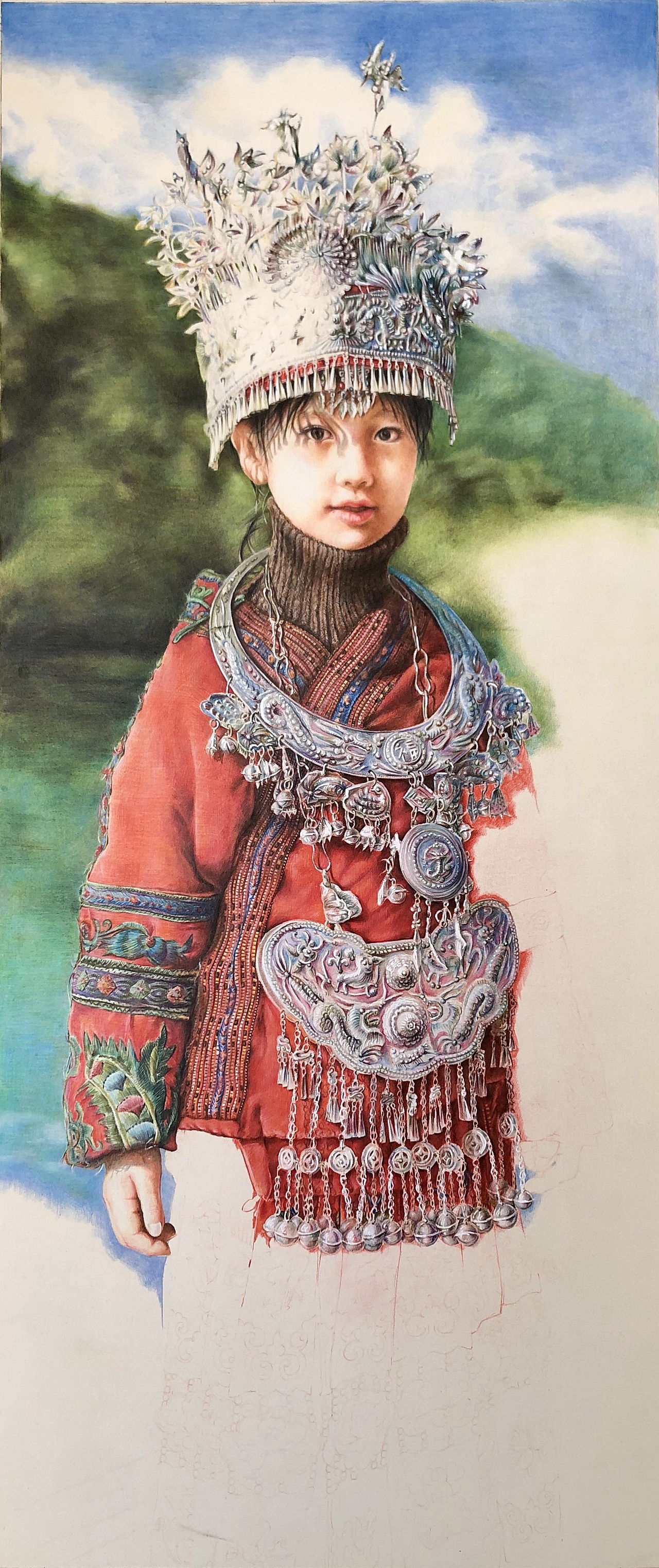 彩铅作品：苗族服饰-裴佳欣（图ZMjQzNjMwMzIw） - 绘画 - 站酷设计师一兮手绘原创素材 - 站酷ZCOOL