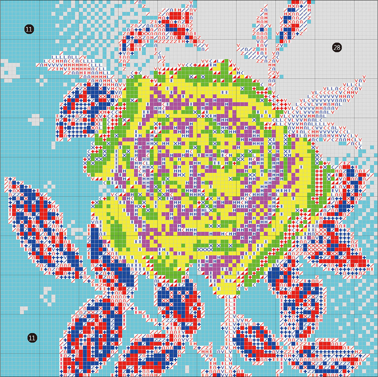 11ctnckf181b1玫瑰b款30x30cm十字绣画布打印图纸