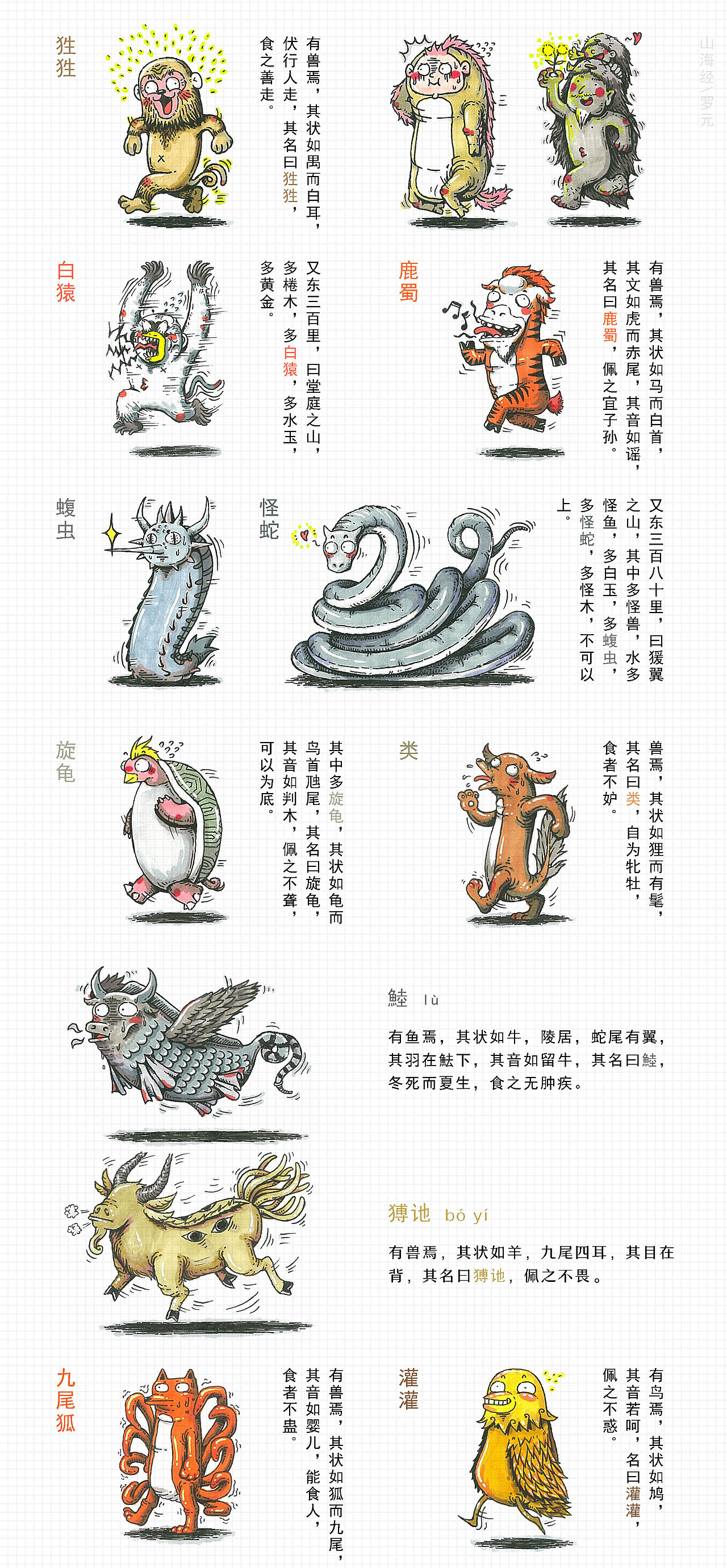 《山海经》上卷（图ZNjIwODY0NDQ=） - 艺术插画 - 站酷设计师罗元元元原创素材 - 站酷ZCOOL