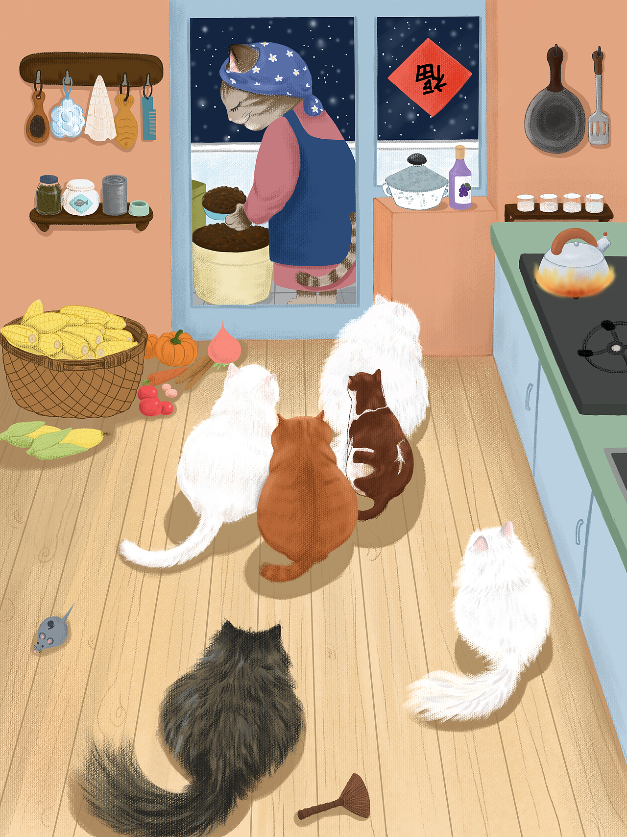 妈妈喂猫咪