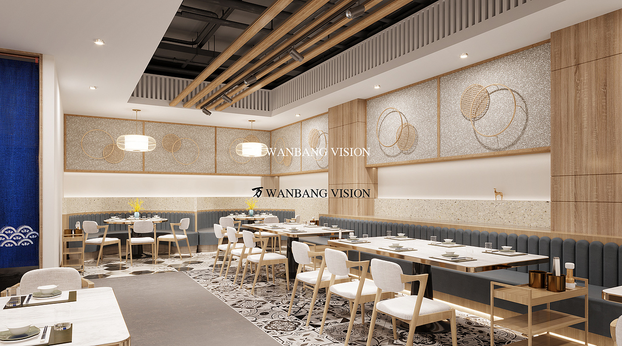 现代 原木风 日式 餐厅（图ZMjc0OTE4MTY4） - 酒店餐饮设计 - 站酷设计师万邦效果图施工图原创素材 - 站酷ZCOOL
