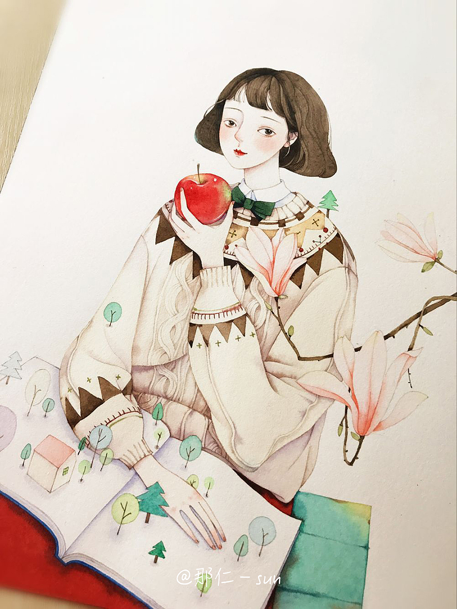 听一首老歌，与那仁一起画画吧。（图ZNjc3NTAyNDA=） - 商业插画 - 站酷设计师那仁原创素材 - 站酷ZCOOL