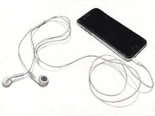 【驴大萌彩铅教程158】手绘iphone手机，耳机线 