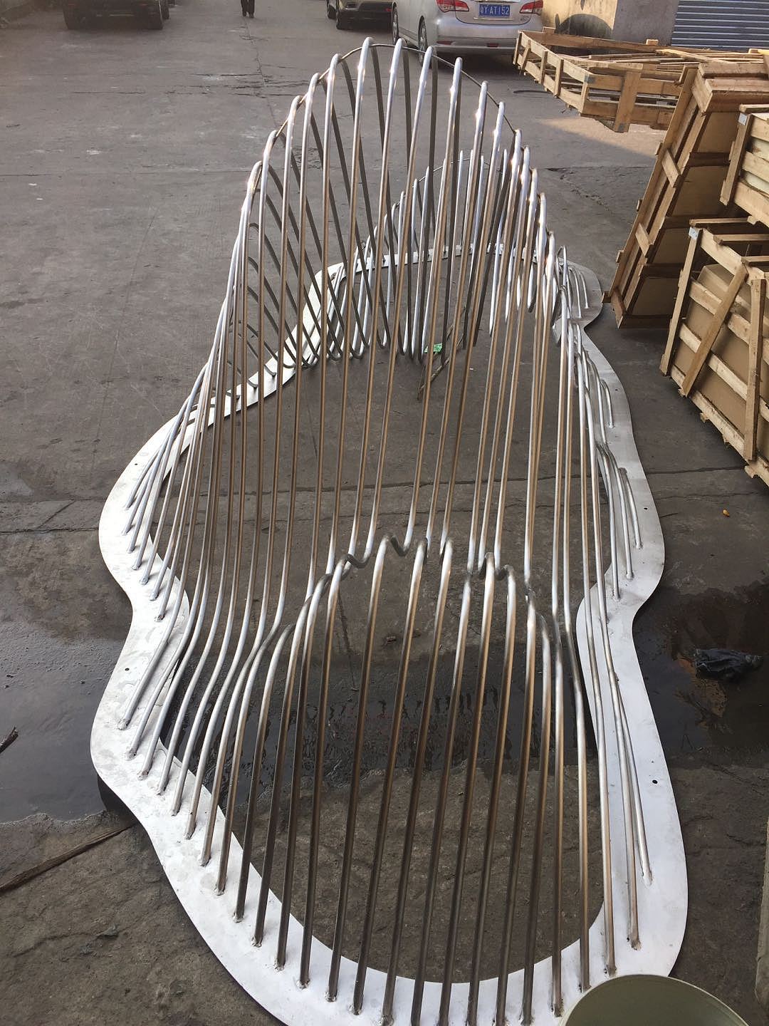 304不锈钢假山雕塑售楼部创意山形景墙雕塑