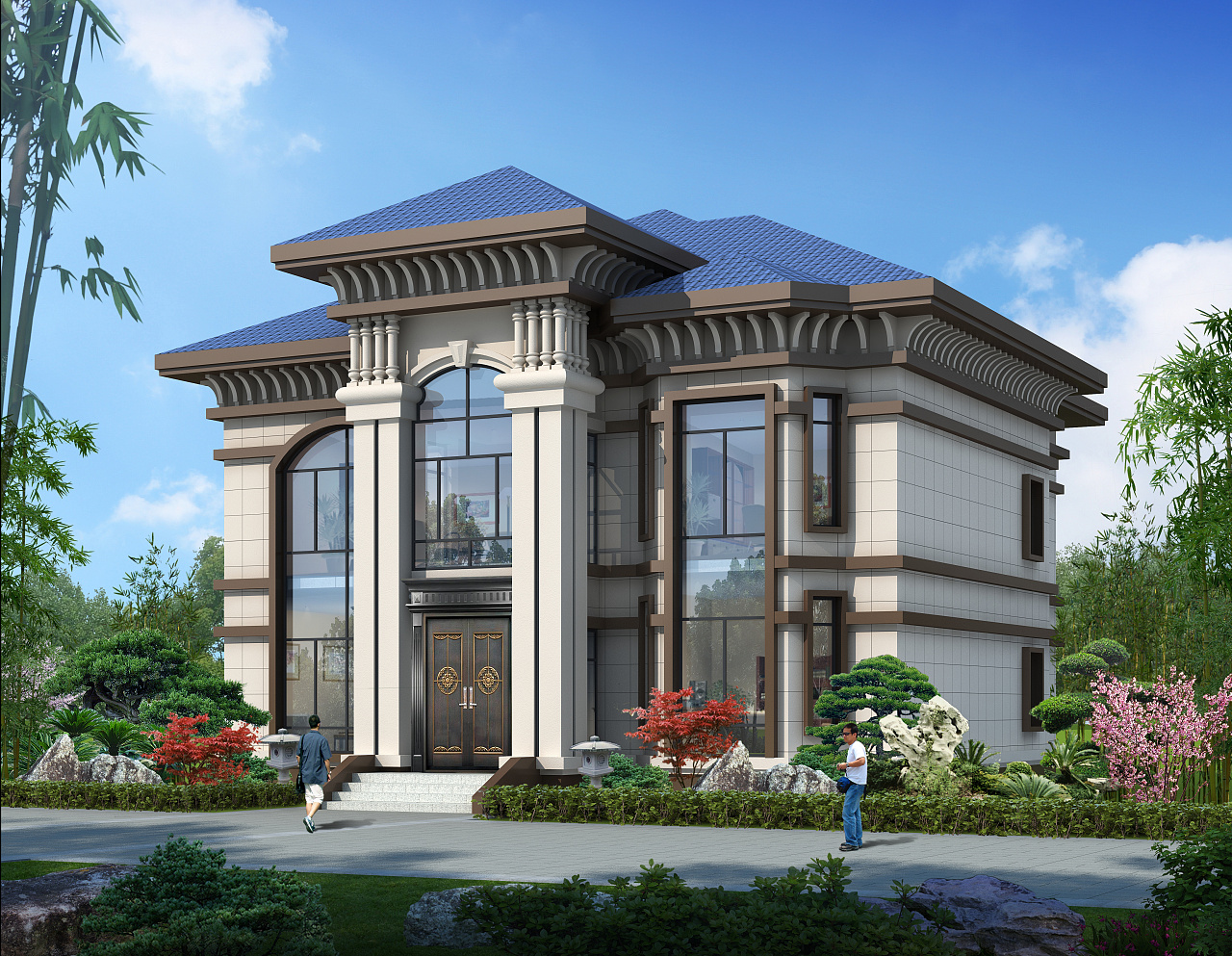 室外 别墅外观效果图|空间|建筑设计|玲18019926177 - 原创作品