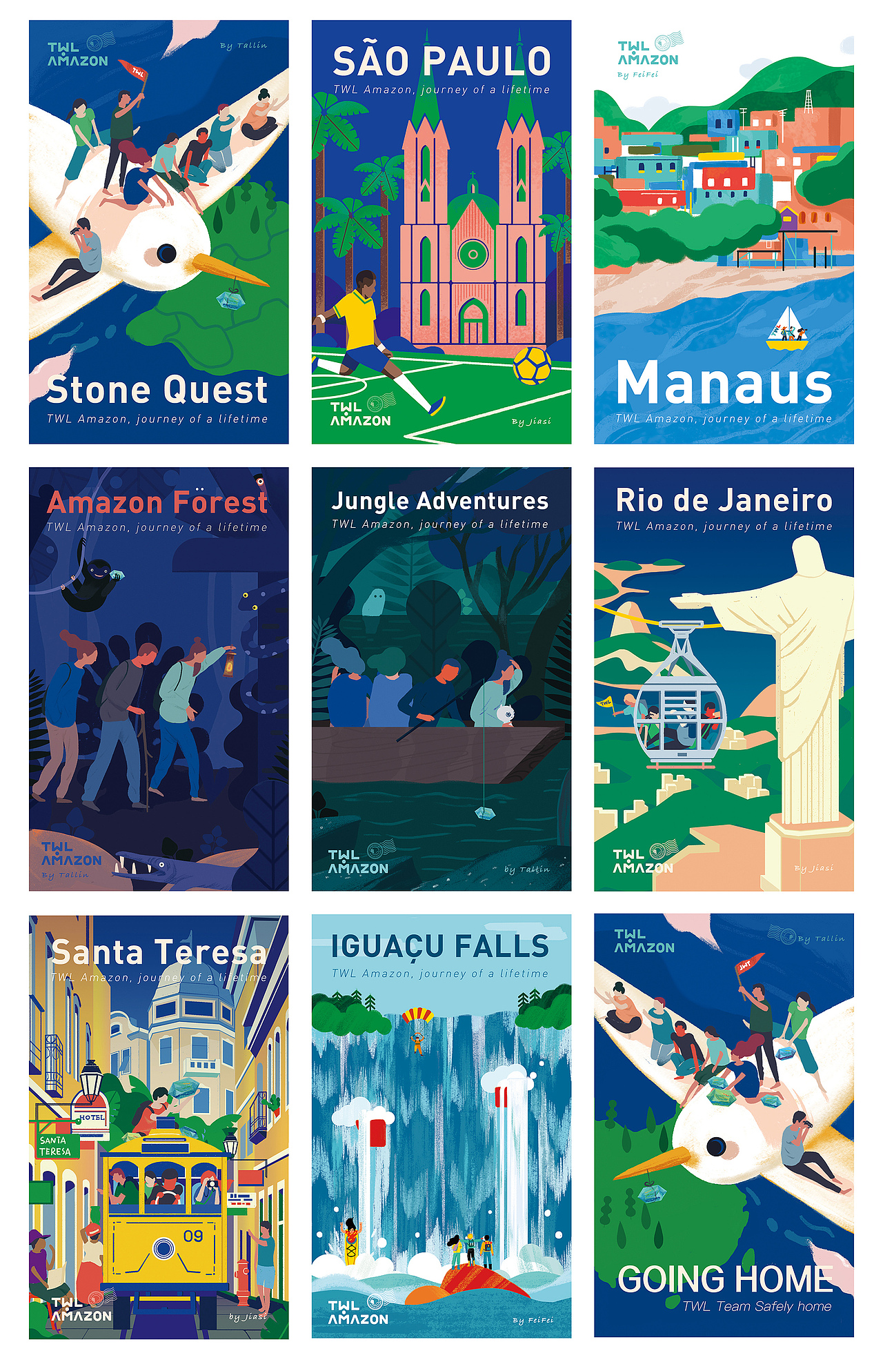 巴西旅行插画海报设计|插画|商业插画|李鼓夏jiasilee_原创作品-站酷