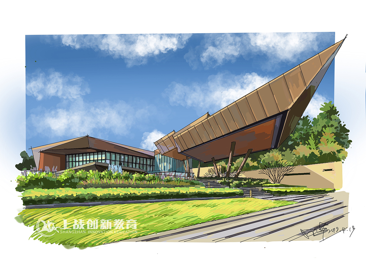 【上戰(zhàn)手繪作品分享】田蘋老師ipad建筑圖（圖ZMTk4NzM0OTc2） - 建筑設(shè)計 - 站酷設(shè)計師上戰(zhàn)創(chuàng)意手繪原創(chuàng)素材 - 站酷ZCOOL