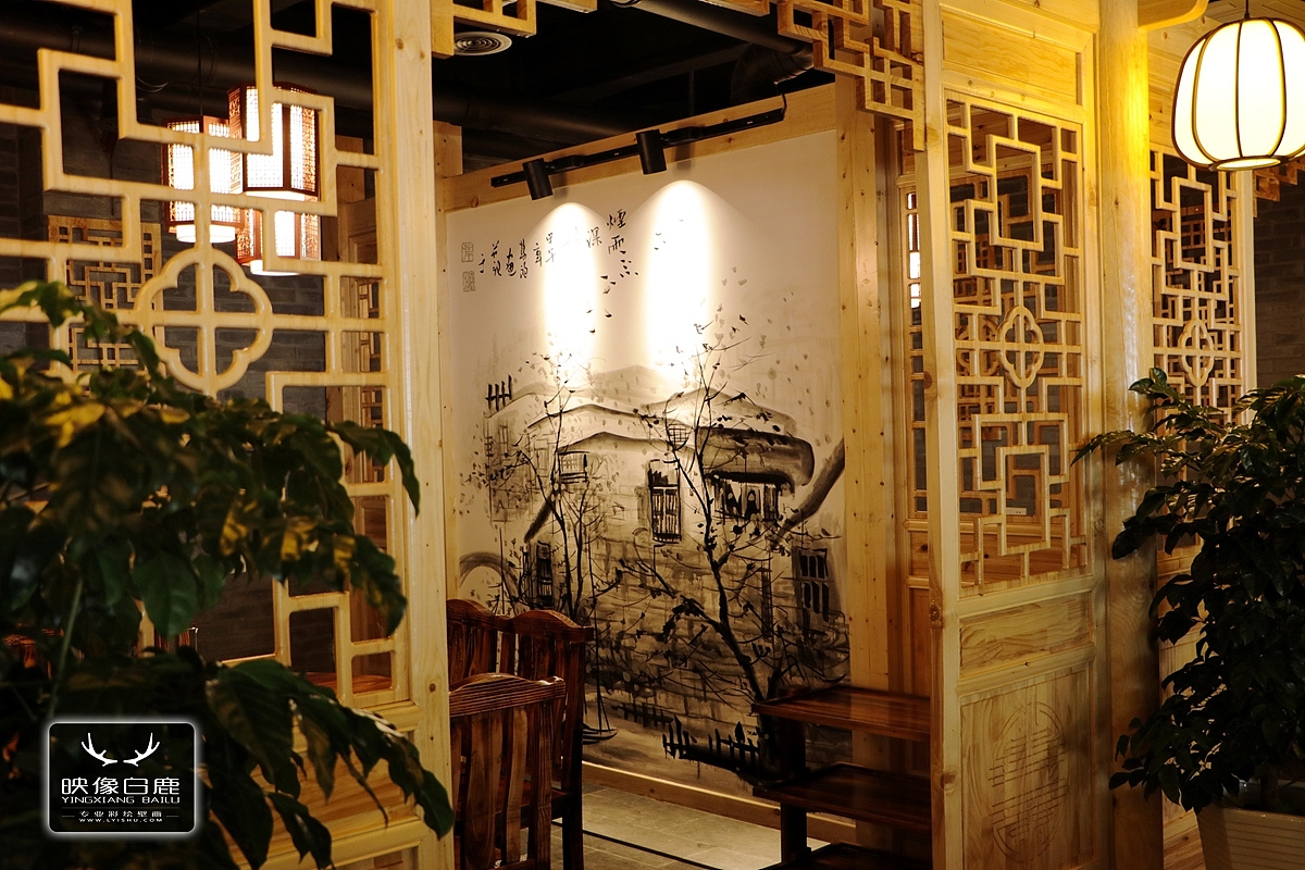 火锅店 饭店 酒店 餐饮 娱乐 中国风 国画 墙体彩绘壁画工程18652065392（图ZODgzMDI2NzI=） - 新锐潮流插画 - 站酷设计师彩绘工程画师培训原创素材 - 站酷ZCOOL