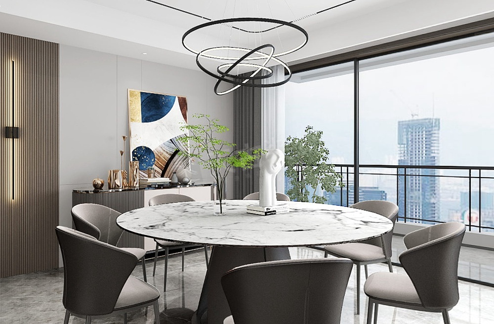 金辉长江铭著装修,现代风格大平层设计,天古装饰公司