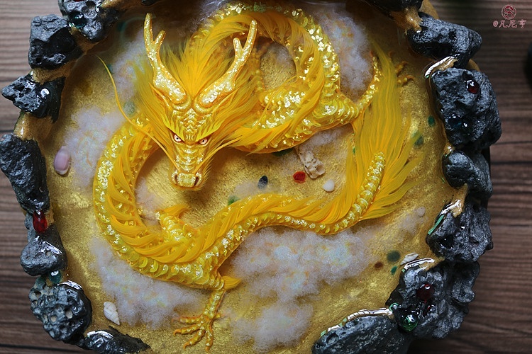 闪金龙潭(多层立体3d树脂画)