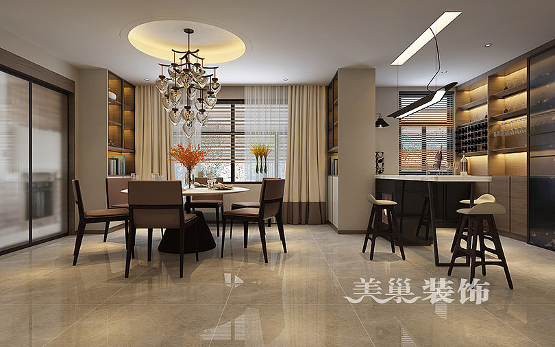 康桥九溪郡235平四室两厅现代简约装修效果图——餐厅