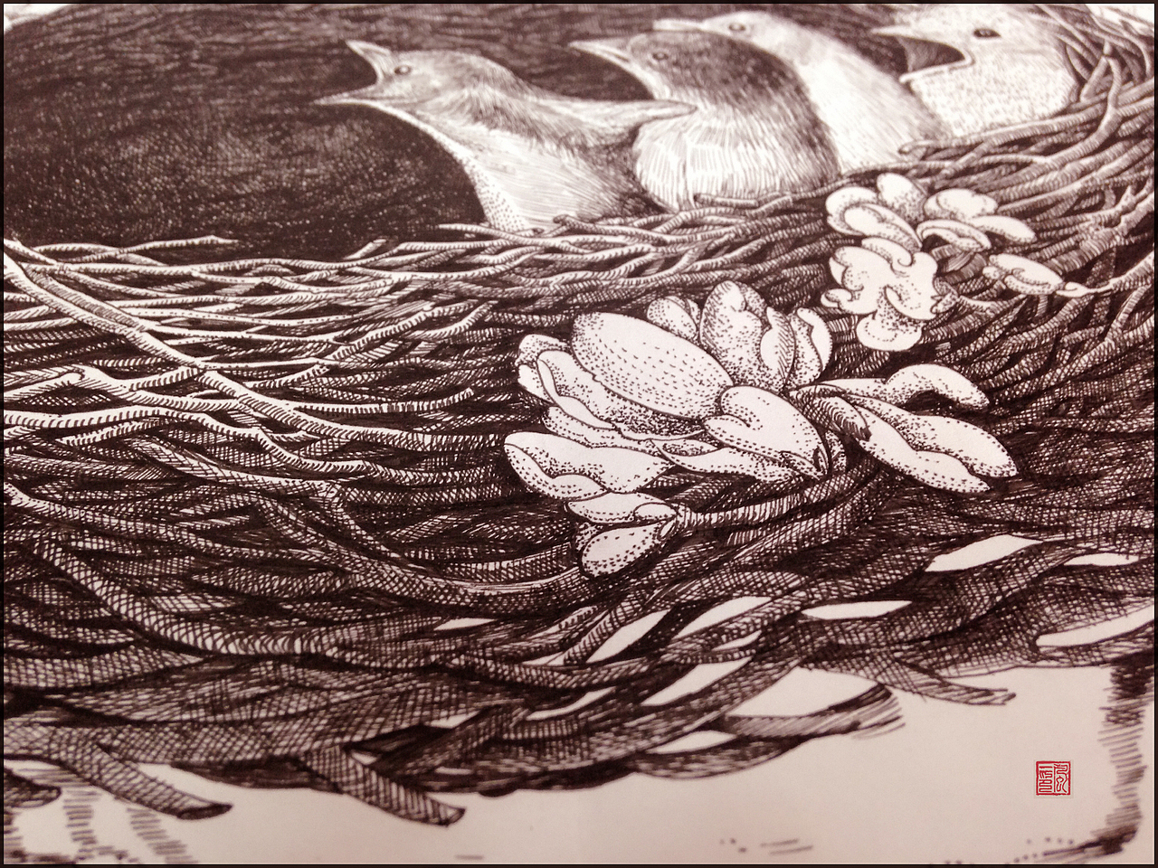 一风作品——《育雏》（图ZMjcwMTcyMDQ=） - 新锐潮流插画 - 站酷设计师一风老师原创素材 - 站酷ZCOOL