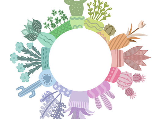 插画｜彩虹植物花环