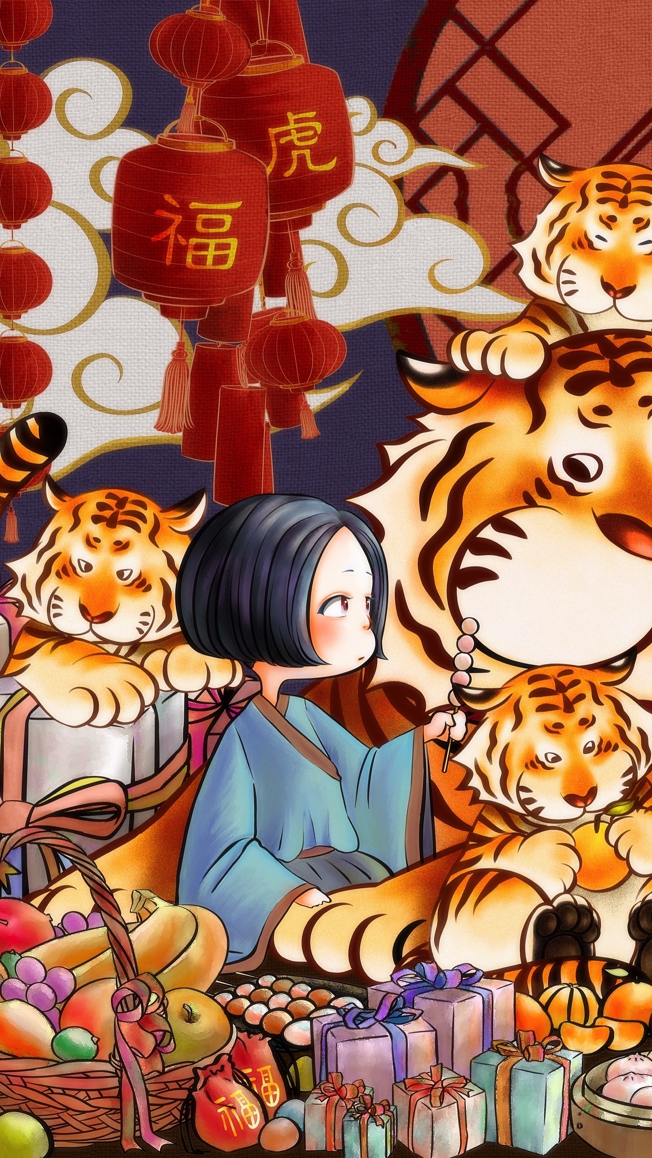 虎年贺图《福虎生旺》