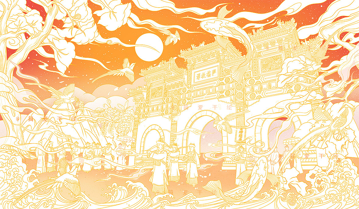 【北京国子监】国风场景插画(图ZMjQxNzc2ODA0) - 商业插画 - 站酷设计师简爱手绘原创素材 - 站酷ZCOOL