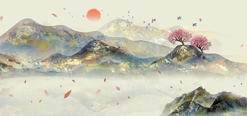 意境简约山水画（图ZMTk3NTAwMzAw） - 商业插画 - 站酷设计师心灵艺坊原创素材 - 站酷ZCOOL