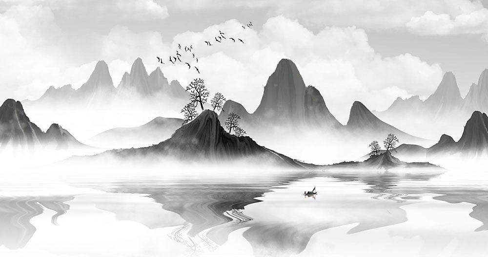 意境简约山水画（图ZMTk3NTAwMjg0） - 商业插画 - 站酷设计师心灵艺坊原创素材 - 站酷ZCOOL