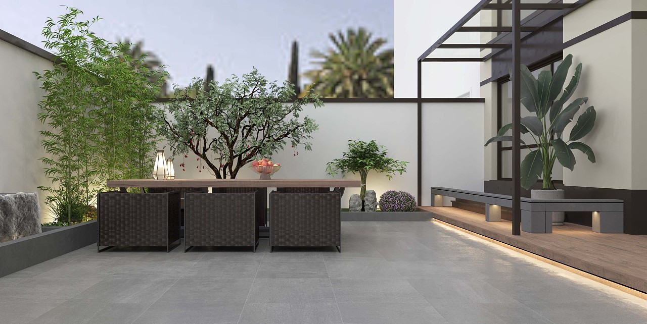 新中式小庭院效果图表现