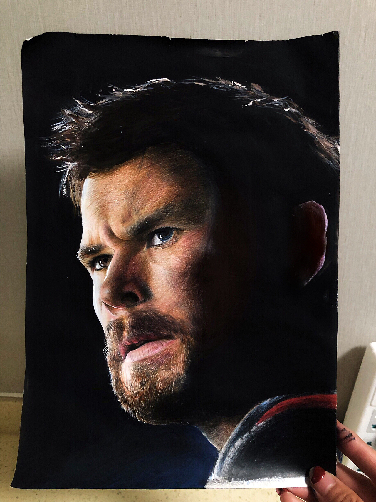 彩铅奥丁之子雷神托尔