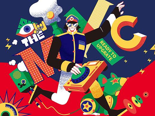 2019-2020万象城跨年音乐节电音派对插画KV