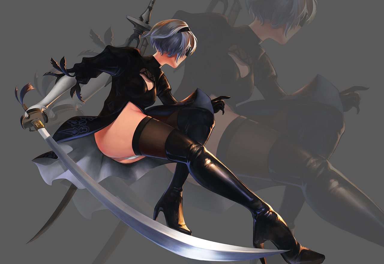 尼尔2b|插画|游戏原画|我风滚草呢_原创作品-站酷zcool