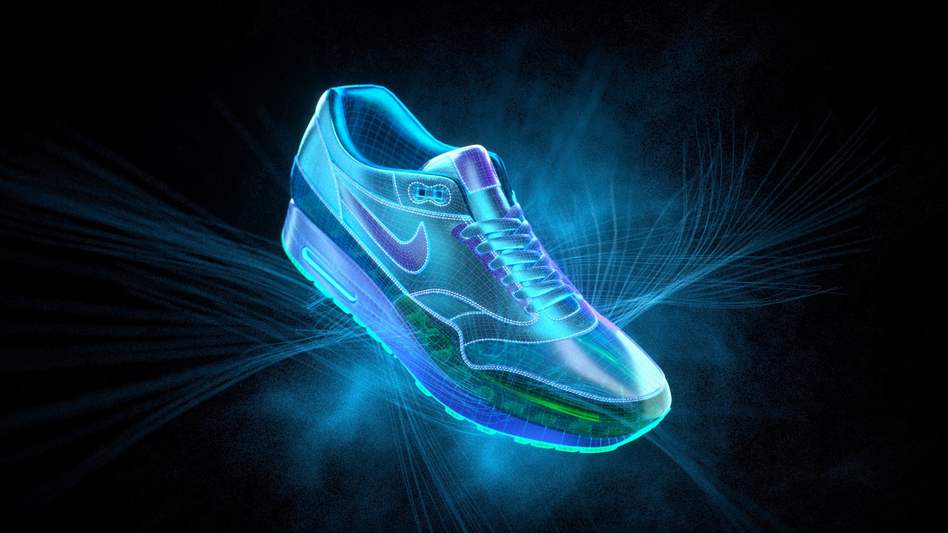 nike鞋子科技感线条制作