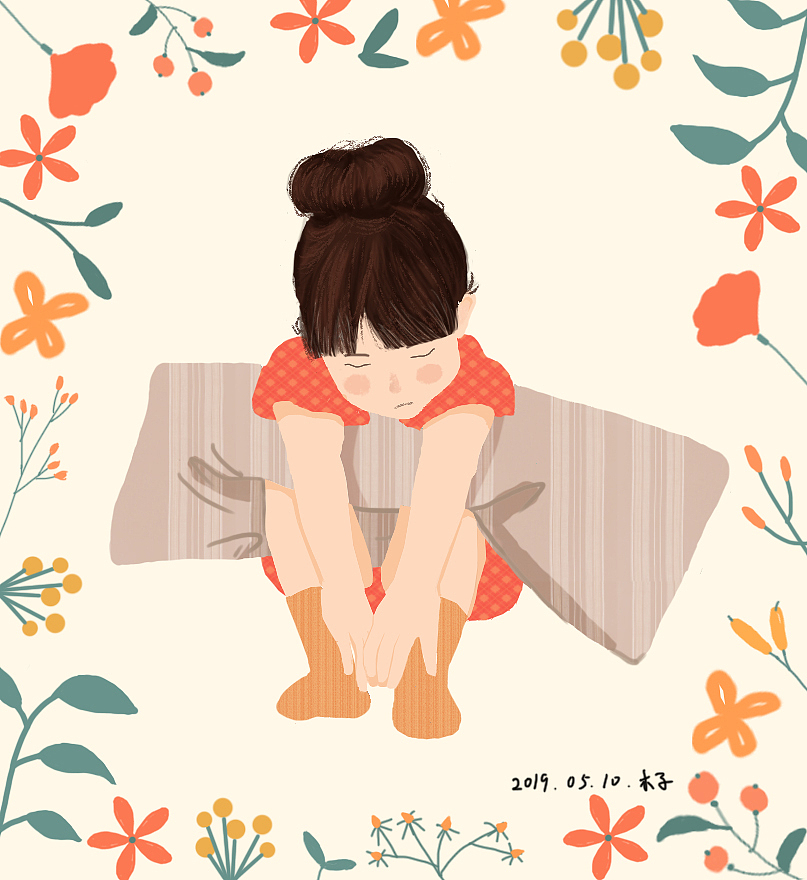 抱枕的小女孩（图ZMTU3ODY3NDU2） - 儿童插画 - 站酷设计师木囍木原创素材 - 站酷ZCOOL