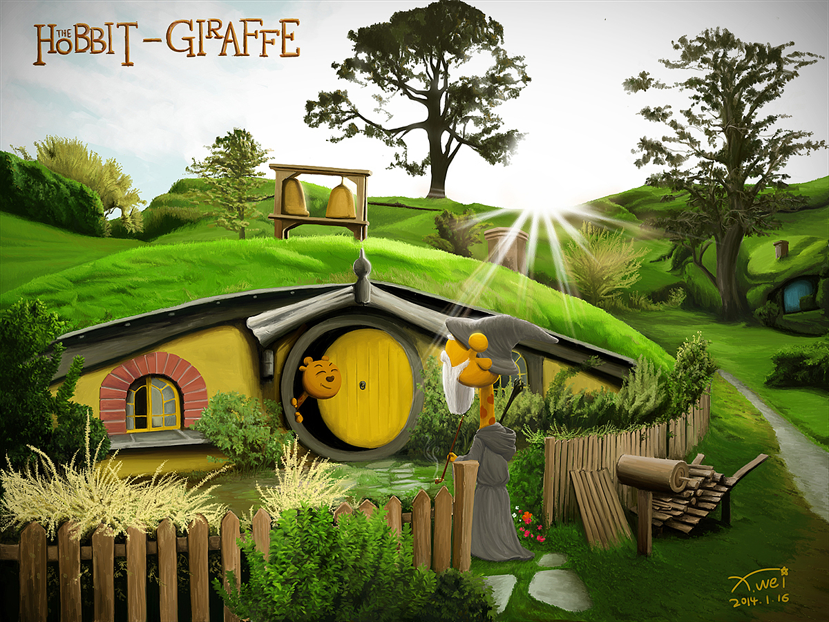 the hobbit giraffe 手绘插画（图ZMTM3MzIwNTI=） - 创作习作 - 站酷设计师RockingNuts原创素材 - 站酷ZCOOL