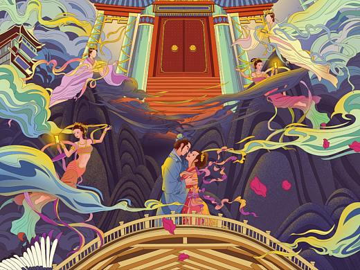 七夕插画海报