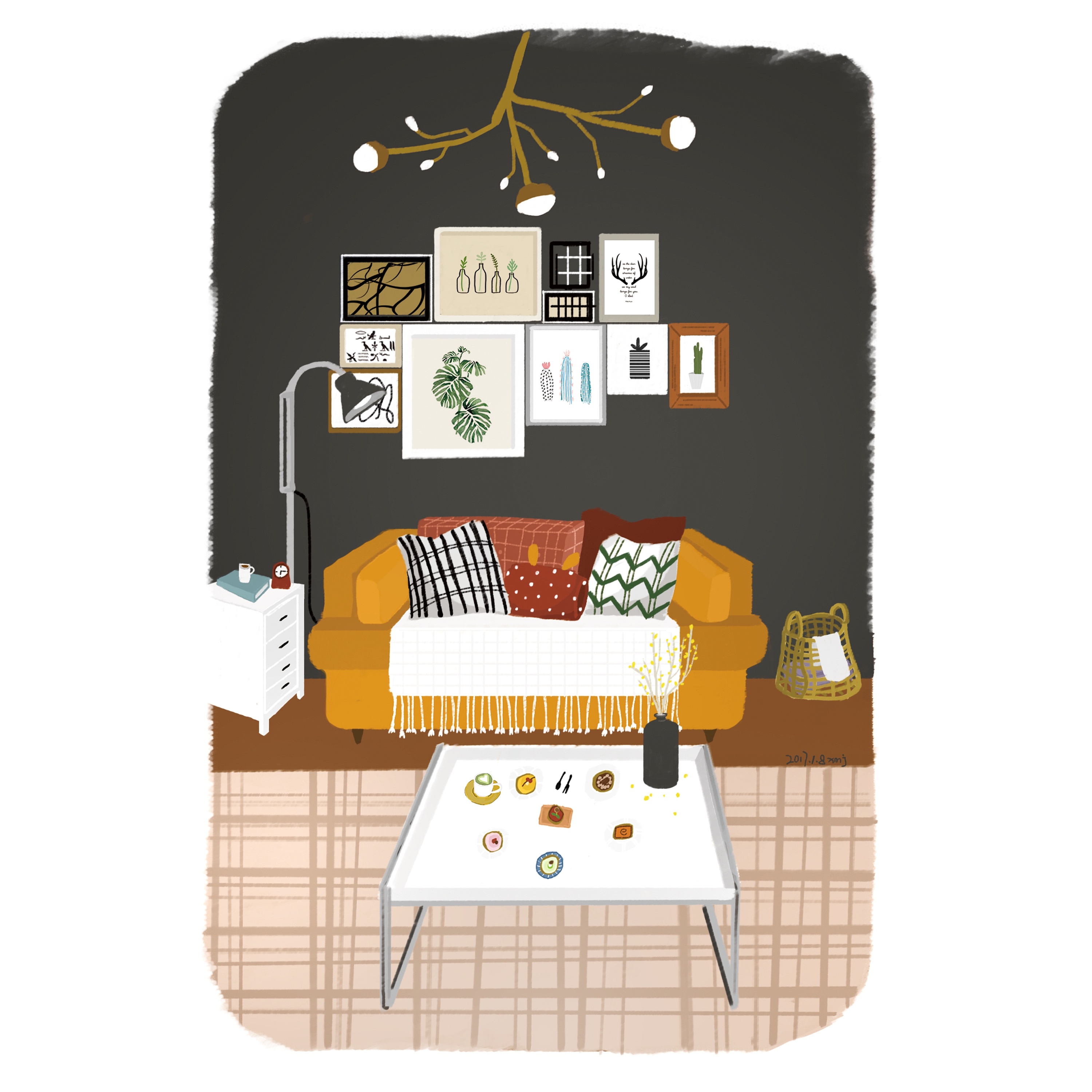 客厅 插画