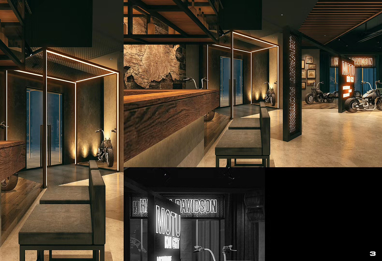 哈雷摩托车体验店改造（图ZMjE1ODA0NDY0） - 家装设计 - 站酷设计师叁分之贰BOXX设计原创素材 - 站酷ZCOOL