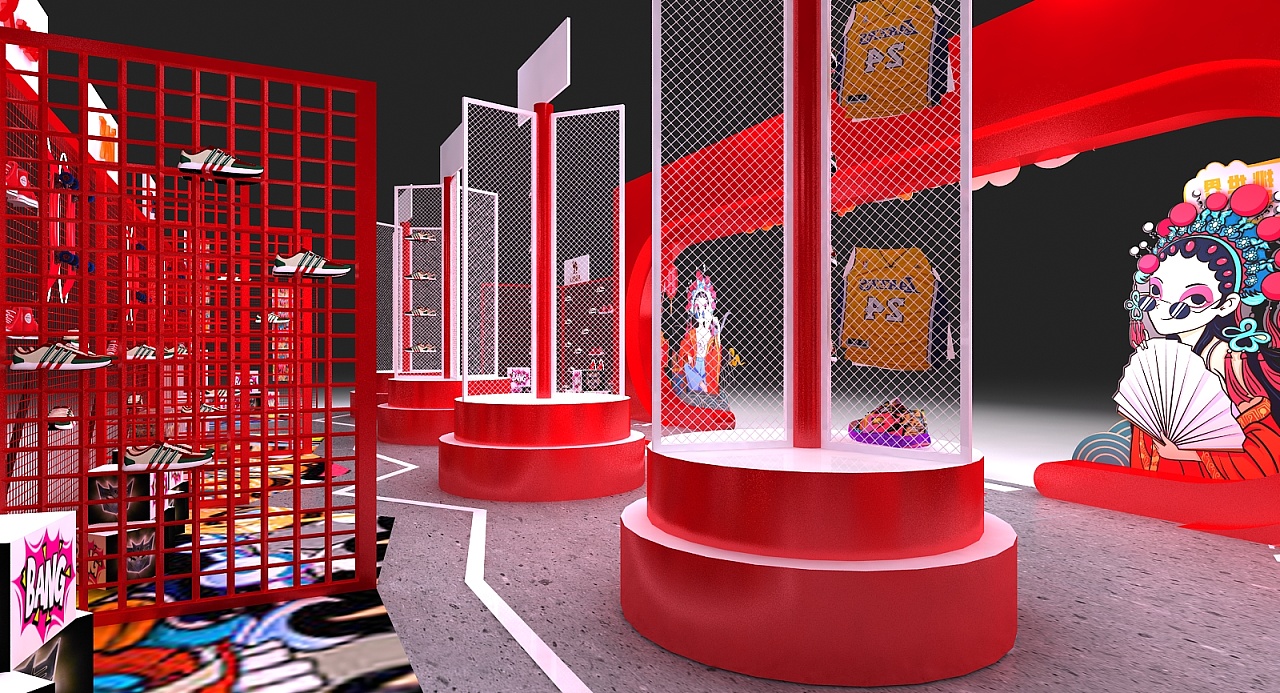 国潮路演快闪京东潮牌街|三维|场景|设计智库 - 原创作品 - 站酷