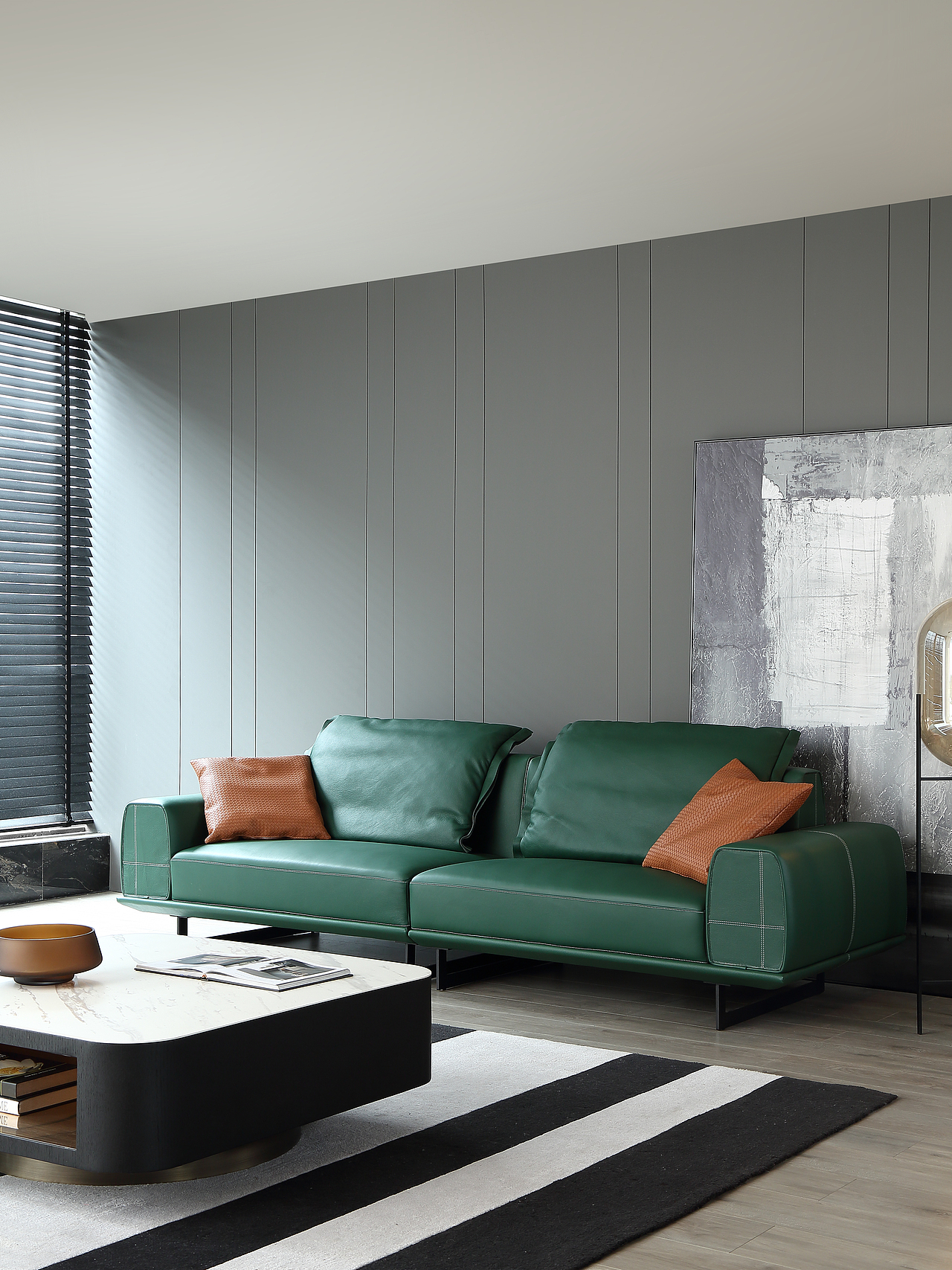 绿色皮沙发（图ZMjQxNzM5MDYw） - 生活用品 - 站酷设计师黑白灰主旋律原创素材 - 站酷ZCOOL