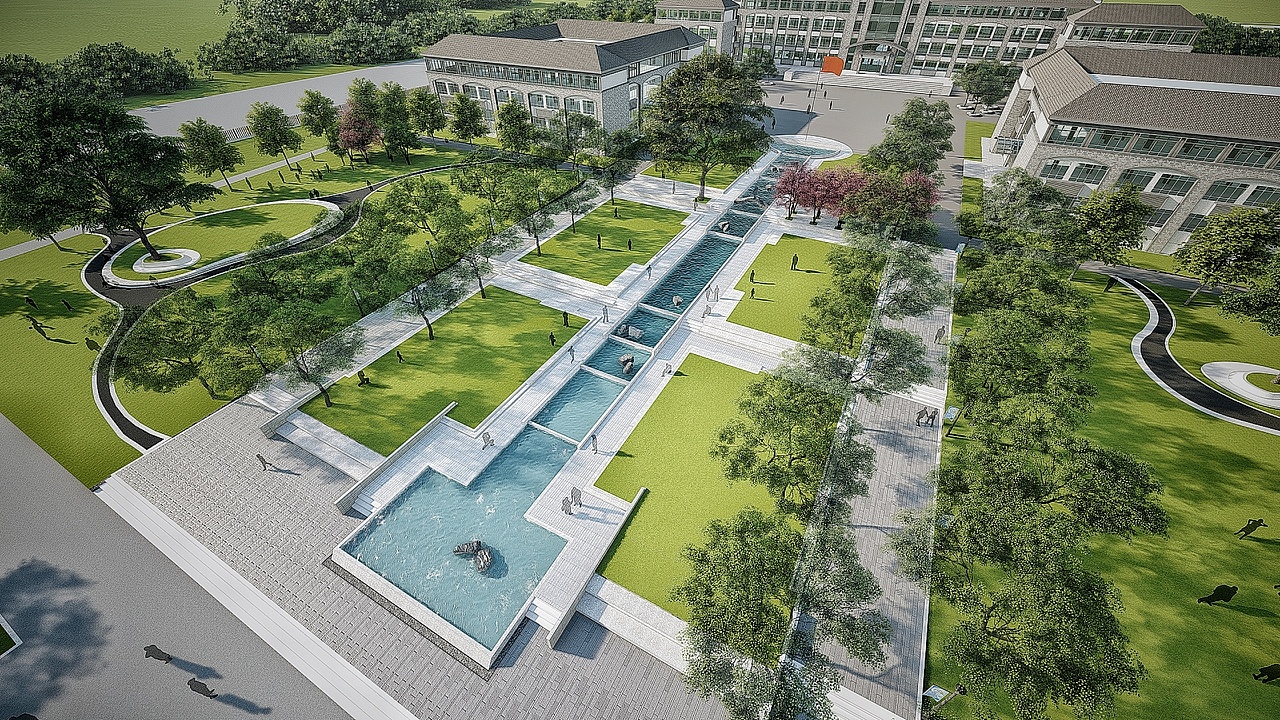 中学 学校 校园景观 Lumion 表现（图ZMTYyOTYzNDcy） - 景观设计 - 站酷设计师梁西凹原创素材 - 站酷ZCOOL