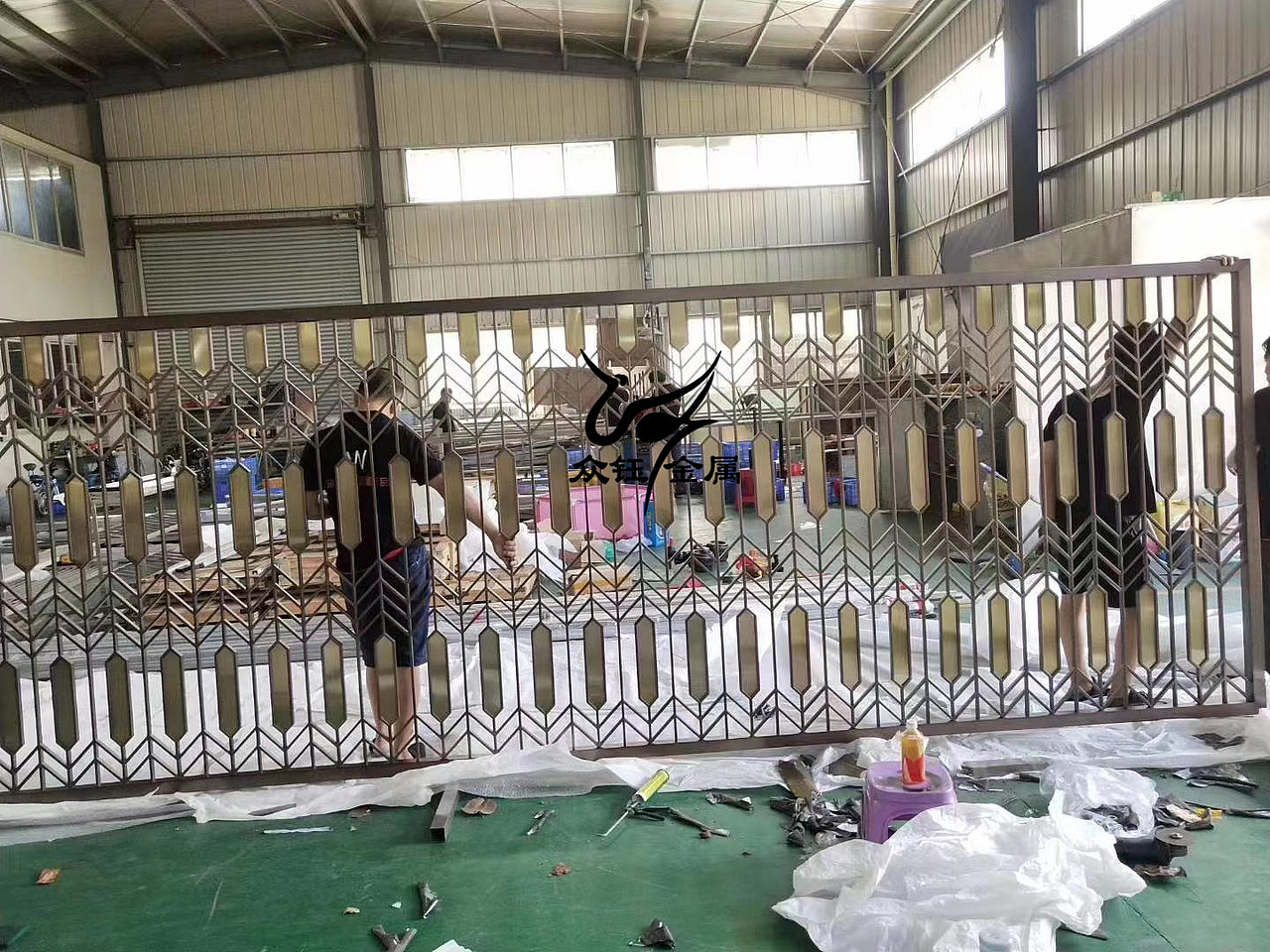 售楼处大厅不锈钢焊接镀铜屏风装饰不锈钢金属屏风制品